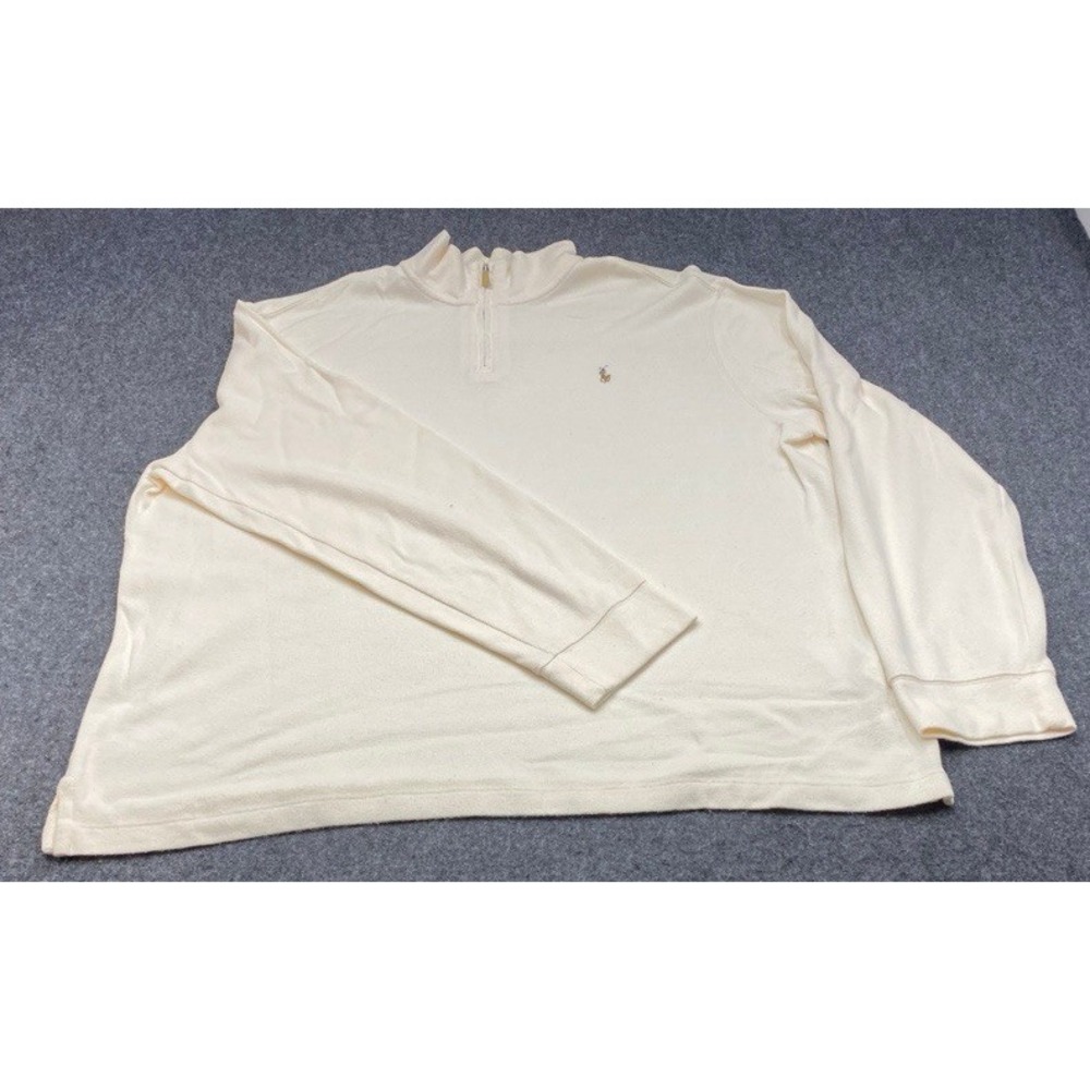 Polo Ralph Lauren Estate Rib Pullover Mens XXL Cream Quarter Zip Long Sleeve